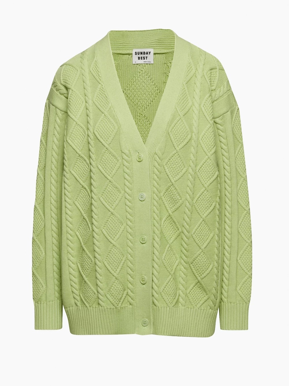 Aritzia Sunday Best Lamora Cable Knit Longline Cardigan in Sagebrush Green
